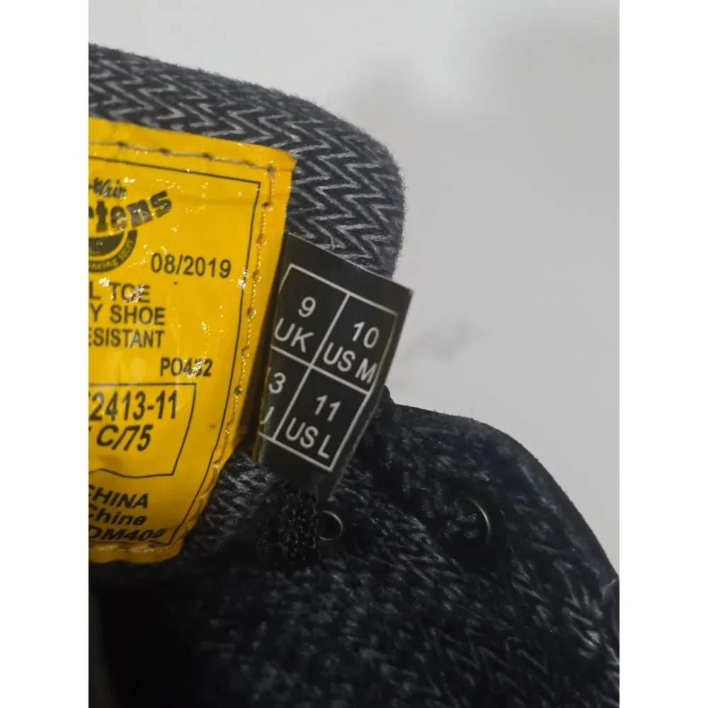 Dr. Martens Industrial Steel Toe Work Shoes Men's 10 Black Slip Resistant